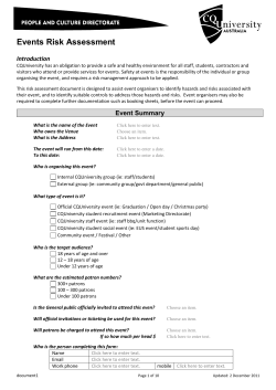 Events Risk Assessment Introduction