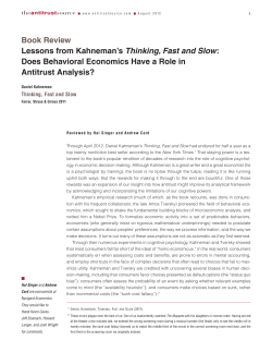 Book Review: Lessons from Kahneman`s Thinking, Fast and Slow