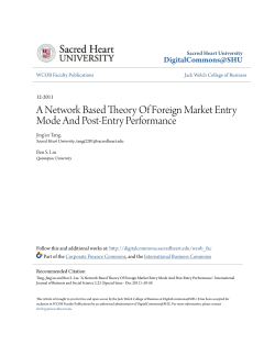 A Network Based Theory Of Foreign Market Entry Mode And Post