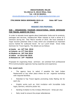 Tender - India Tourism Milan