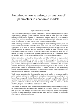 Entropy estimation of parameters in economic models