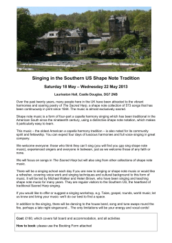 Singing in the Southern US Shape Note Tradition Saturday 18 May