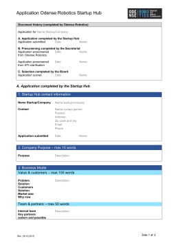Application Odense Robotics Startup Hub Document history