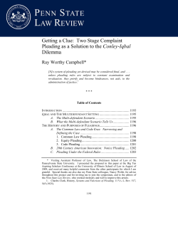 Getting a Clue: Two Stage Complaint Pleading as a Solution to the