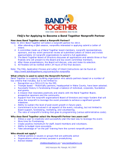 Band Together FAQ`s for Charities Interested in Applying for Funding