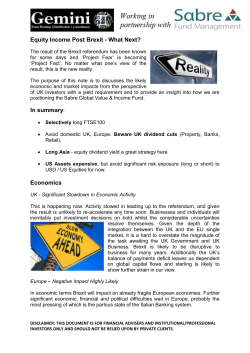 Equity Income Post Brexit - What Next?