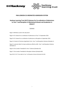 Pan-London and HLT schemes for Year 6 to 7 Transfer and