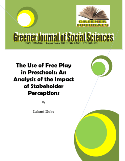 The Use of Free Play in Preschools: An Analysis