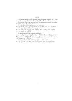 LIST 1 1. Compute sum of the first 10 terms of the arithmetic - E-SGH