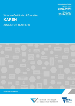 VCE Karen Units 1 and 2 - Victorian Curriculum and Assessment