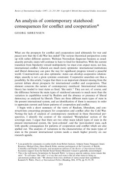 An analysis of contemporary statehood: consequences for conflict