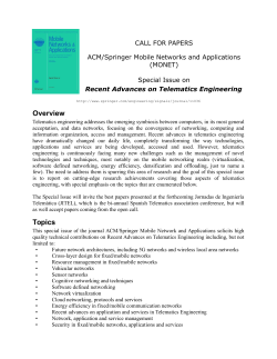 ACM Springer Mobile Networks and Applications (MONET) Journal