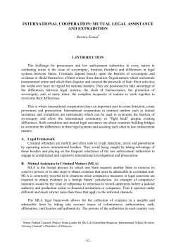 INTERNATIONAL COOPERATION: MUTUAL LEGAL ASSISTANCE