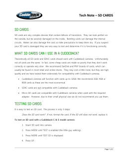 Tech Note – SD CARDS SD CARDS WHAT SD CARDS CAN I USE