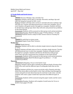 Middle School Math and Science April 28th &ndash; May 2nd 6th Grade