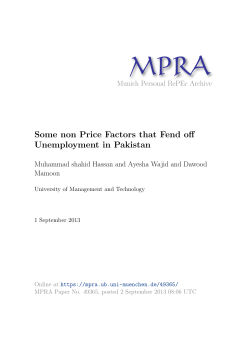 Some non Price Factors that Fend off Unemployment in Pakistan