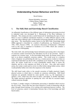 The Skill, Rule and Knowledge Based