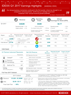 IDEXX Q1 2017 Earnings Highlights (NASDAQ: IDXX)