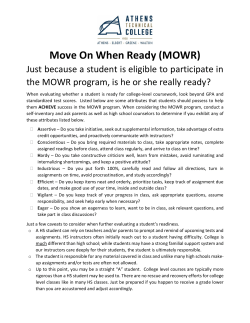 Move On When Ready (MOWR) - Athens Technical College