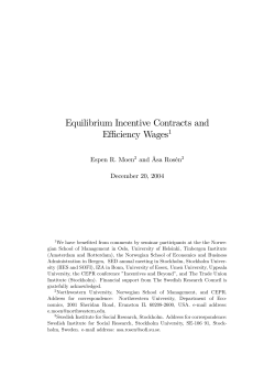 Equilibrium Incentive Contracts and Effi ciency Wages