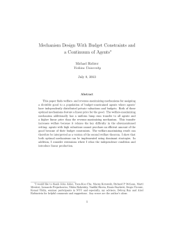 Mechanism Design With Budget Constraints and a Continuum of