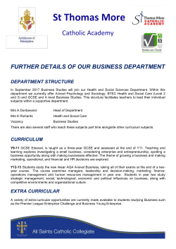 1 FURTHER DETAILS OF OUR BUSINESS DEPARTMENT