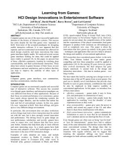 Learning from Games: HCI Design Innovations in Entertainment