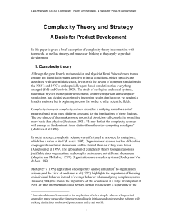 Complexity Theory and Strategy