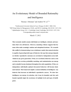 An Evolutionary Model of Bounded Rationality and Intelligence