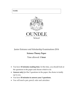 Junior Entrance and Scholarship Examinations 2014