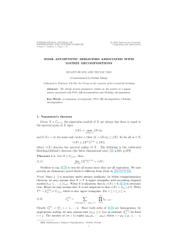 SOME ASYMPTOTIC BEHAVIORS