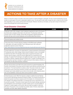 ACTIONS TO TAKE AFTER A DISASTER