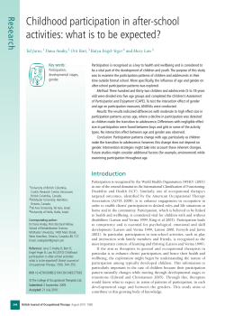 Childhood participation in after-school activities - UBC-OSOT