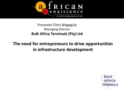 (Pty) Ltd The need for entrepreneurs to drive opportunities in