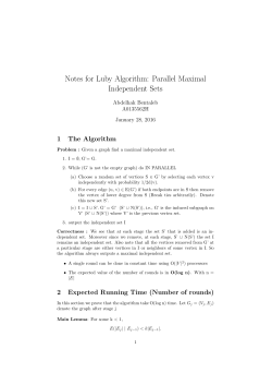 Notes for Luby Algorithm: Parallel Maximal