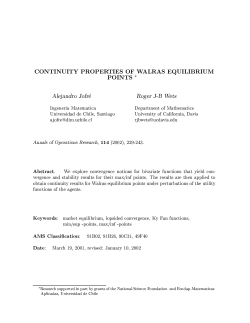 CONTINUITY PROPERTIES OF WALRAS EQUILIBRIUM POINTS