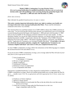 Model General Notice (full version) Model COBRA Continuation