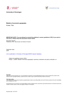 University of Groningen Models of economic geography Knaap, Thijs