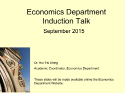 Economics Department Induction Talk