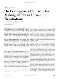 On Feelings as a Heuristic for Making Offers in Ultimatum Negotiations