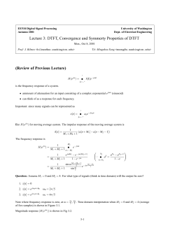 Lecture 3: DTFT, Convergence and Symmerty Properties of DTFT