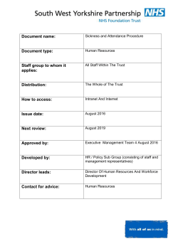 Document name: Sickness and Attendance Procedure Document