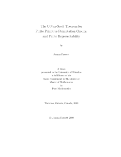 The O`Nan-Scott Theorem for Finite Primitive