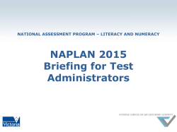 NAPLAN Briefing for Test Administrators 2015
