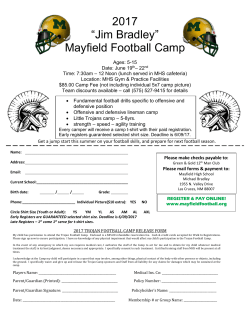 2017 &ldquo;Jim Bradley&rdquo; Mayfield Football Camp
