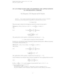 on an inequality for logarithms and applications in