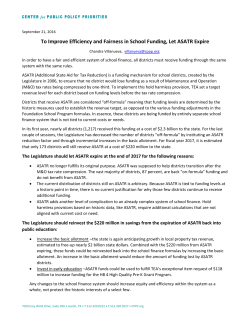 To Improve Efficiency and Fairness in School Funding, Let ASATR