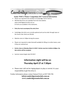 Entries for WRTA Senior Winter Competition are now open!