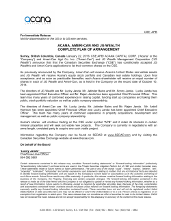 acana, ameri-can and jg wealth complete plan of arrangement
