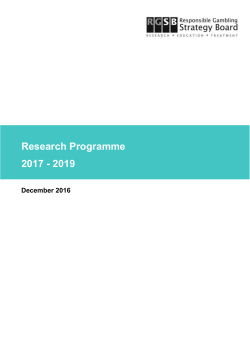 Research programme 2017 - 2019 - Responsible Gambling Strategy